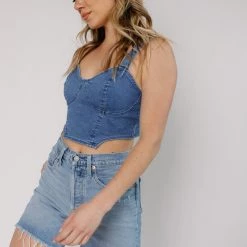 Blue Blush On My Time Denim Top CLOTHING 11 Blue Blush On My Time Denim Top CLOTHING