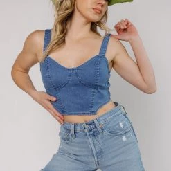 Blue Blush On My Time Denim Top CLOTHING 10 Blue Blush On My Time Denim Top CLOTHING