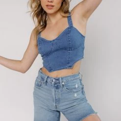 Blue Blush On My Time Denim Top CLOTHING 12 Blue Blush On My Time Denim Top CLOTHING