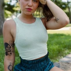 Nikibiki Keep It Up High Neck Vintage Wash Crop Top CLOTHING