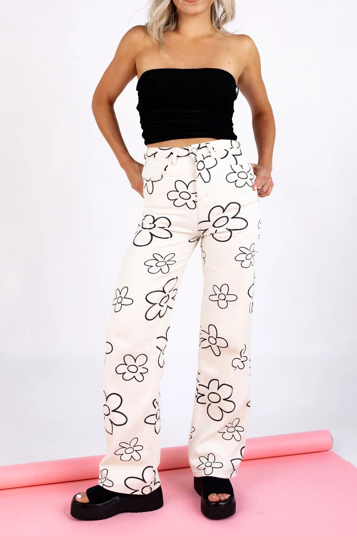 Bailey Rose Stay Golden Daisy Print Pants NEW ARRIVALS 3 Bailey Rose Stay Golden Daisy Print Pants NEW ARRIVALS
