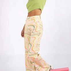 Bailey Rose Honeydew Wave Print Pants