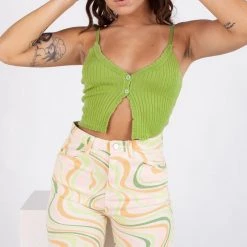 Tic Toc High Noon Cropped Knit Tank