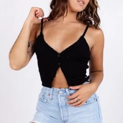 Tic Toc High Noon Cropped Knit Tank