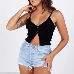 Tic Toc High Noon Cropped Knit Tank