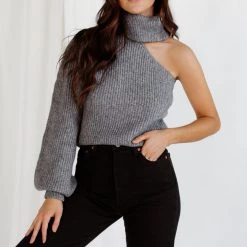 Beige Botany CLOTHING New York Minute One Shoulder Turtleneck