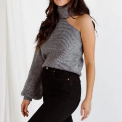 Beige Botany CLOTHING New York Minute One Shoulder Turtleneck