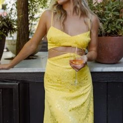 NEW ARRIVALS AFRM Erik Cutout Satin Midi Dress