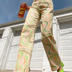 Bailey Rose Honeydew Wave Print Pants
