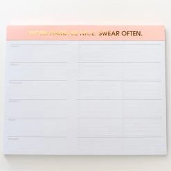 Chez Gagne Work Hard Be Nice Swear Often Planner Notepad GIFT