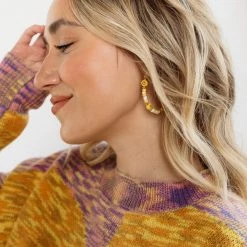 Girly Liza Beaded Smiley Hoops