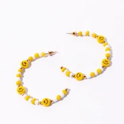 Girly Liza Beaded Smiley Hoops