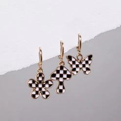 Merveille Jules Check Drop Earrings