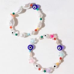 Brightside Callie Evil Eye Pearl Bracelet Set ACCESSORIES