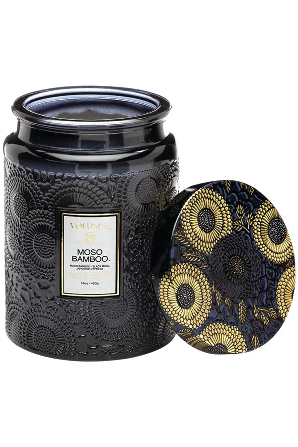 Voluspa Large Embossed Glass Jar - Moso Bamboo 3 Voluspa Large Embossed Glass Jar - Moso Bamboo