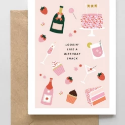 Spaghetti & Meatballs Birthday Snack Greeting Card GIFT