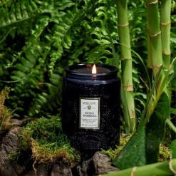 Voluspa Small Embossed Glass Jar - Moso Bamboo