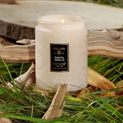 Voluspa Small Embossed Glass Jar - Santal Vanille