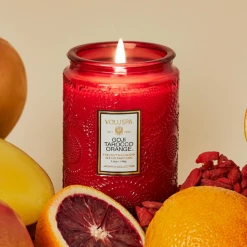 Voluspa Small Embossed Glass Jar - Goji & Tarocco