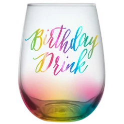 Slant Collections Birthday Drink Stemless Wine Glass